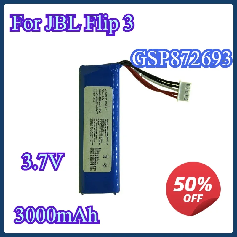 Battery For JBL Flip 3 Flip3 3000mAh GSP872693 P763098 03 Player Speaker Rechargeable Battery
Battery For JBL Flip 3 Flip3 3000mAh GSP872693 P763098 03 Player Speaker Rechargeable Battery