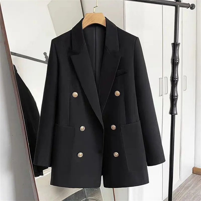Женский укороченный пиджак средней длины, весна 2024, новый стиль, корейский ретро-дизайн, черный, двубортный, из полиэстера, со складками
Женский укороченный пиджак средней длины, весна 2024, новый стиль, корейский ретро-дизайн, черный, двубортный, из полиэстера, со складками