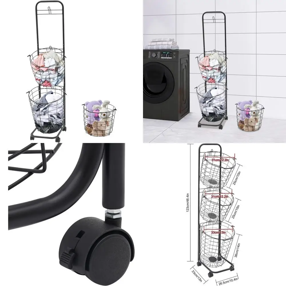 Набор трехъярусных корзин для белья на колесиках, контейнеры для сортировки одежды большого размера, 10,4 x 13 x 48,4 дюйма, корзины для хранения в металлическом каркасе
Набор трехъярусных корзин для белья на колесиках, контейнеры для сортировки одежды большого размера, 10,4 x 13 x 48,4 дюйма, корзины для хранения в металлическом каркасе