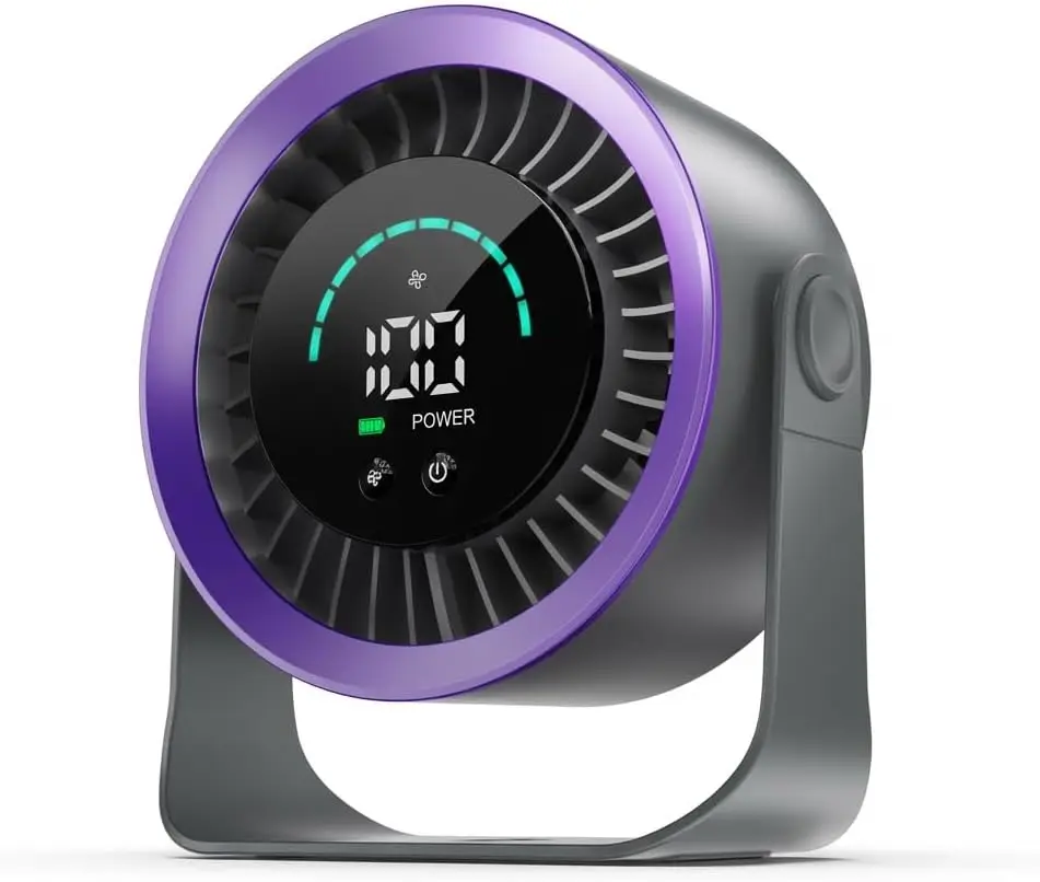 Mini Desk Fan USB Rechargeable Quiet Cooling Fan with LED Display 360° Adjustable Tilt for Bedroom Office Home Purple
Mini Desk Fan USB Rechargeable Quiet Cooling Fan with LED Display 360° Adjustable Tilt for Bedroom Office Home Purple