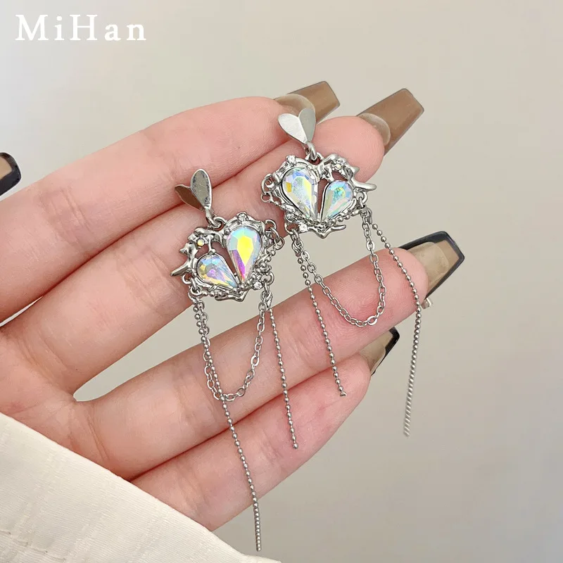 Fashion Jewelry 925 Silver Needle Sweet Korean Temperament Glass Heart Tassel Earrings For Women Wedding Gifts Sweet Design 
Fashion Jewelry 925 Silver Needle Sweet Korean Temperament Glass Heart Tassel Earrings For Women Wedding Gifts Sweet Design