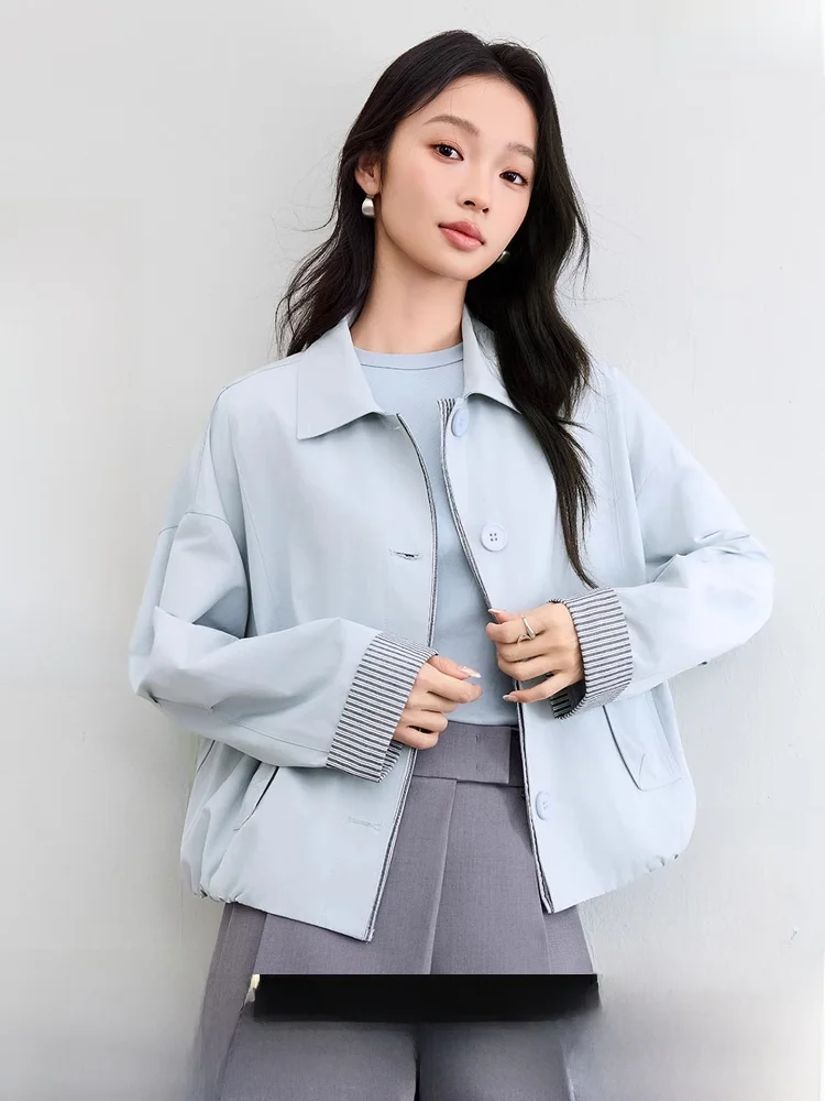 Slimming Effect Loose Striped Material oulder Drop Sves Turn-down Collar Spring New Women's Jaet Casual Sle
Slimming Effect Loose Striped Material oulder Drop Sves Turn-down Collar Spring New Women's Jaet Casual Sle