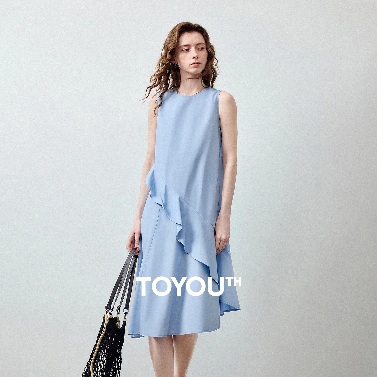 TOYOUTH Women Pure Cotton Dress 2026 Summer New Irregular Ruffle Haze Blue Crew Neck Fresh A-Line Dress
TOYOUTH Women Pure Cotton Dress 2026 Summer New Irregular Ruffle Haze Blue Crew Neck Fresh A-Line Dress