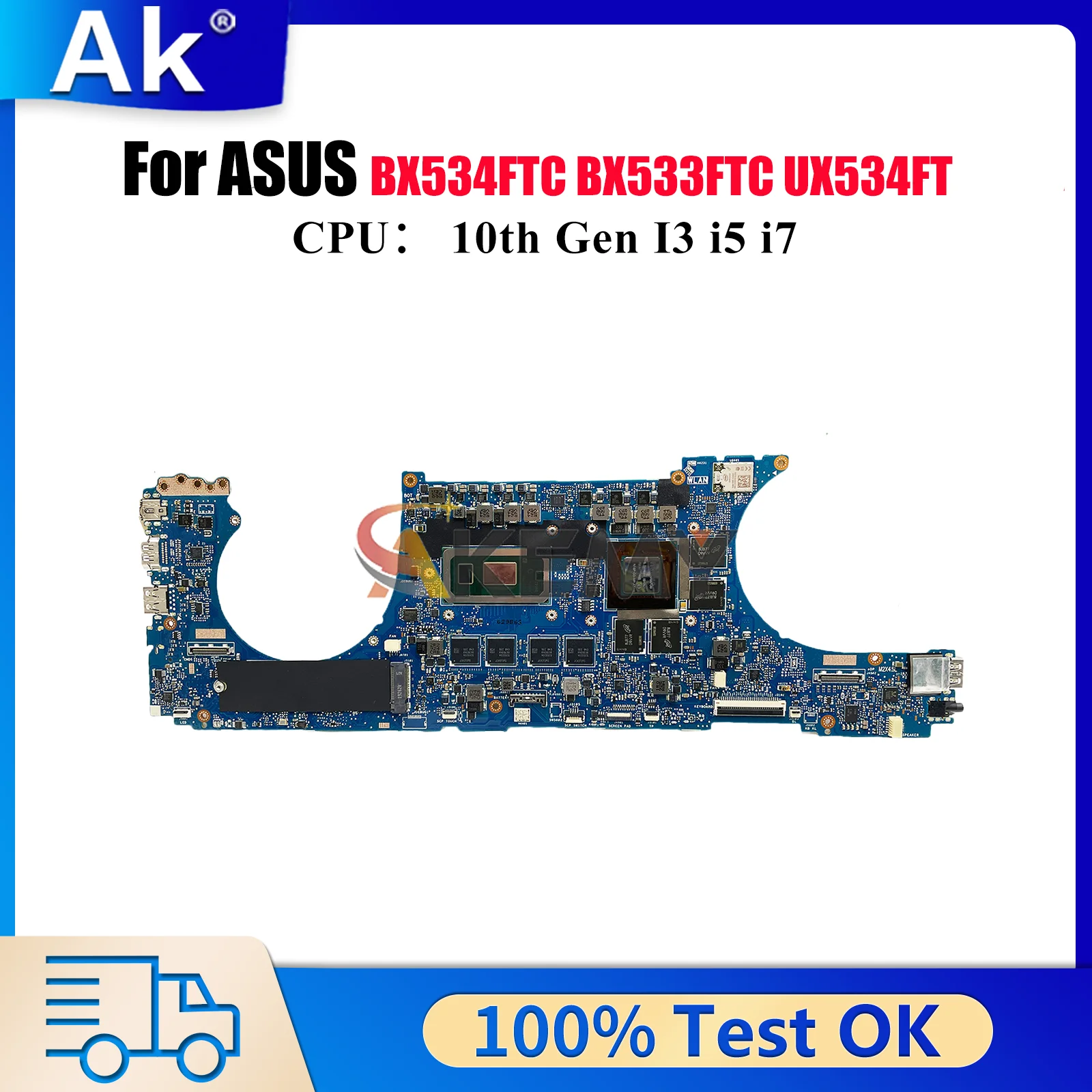 UX534FT Laptop Motherboard For ASUS UX534FT UX534FTC BX533FTC UX534F BX534FTC RX534FTC BX534FT Mainboard With 10th Gen I3 i5 i7
UX534FT Laptop Motherboard For ASUS UX534FT UX534FTC BX533FTC UX534F BX534FTC RX534FTC BX534FT Mainboard With 10th Gen I3 i5 i7