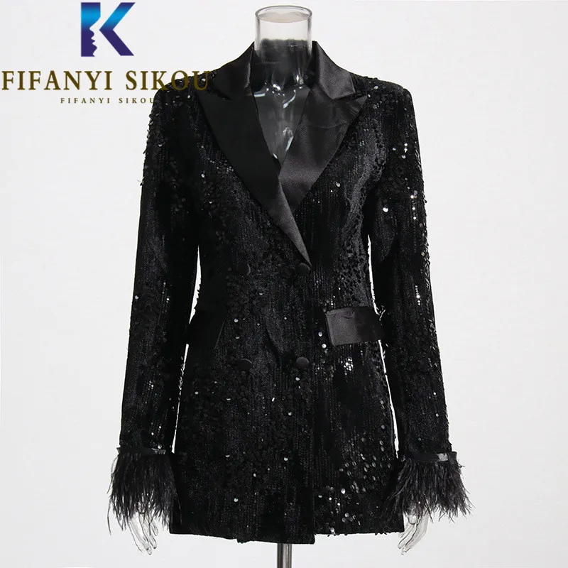 Black Sequins Blazer Jacket Women Spliced Tassels Fashion Suit Jacket High Quality Autumn Winter Slim Chic Blazers Coat Female
Black Sequins Blazer Jacket Women Spliced Tassels Fashion Suit Jacket High Quality Autumn Winter Slim Chic Blazers Coat Female