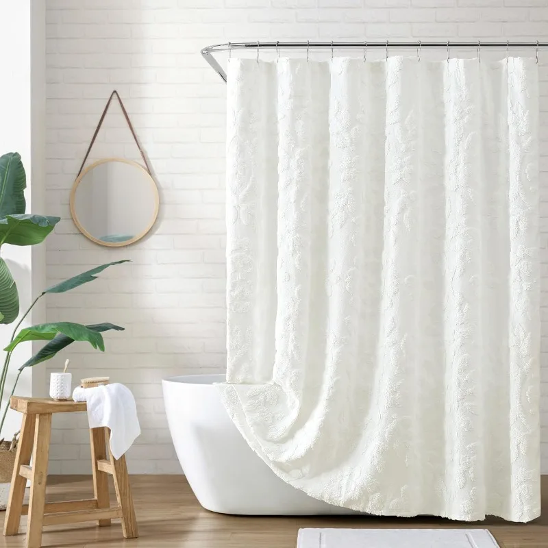 100% Cotton Fabric Shower Curtain for Bathroom, 72 x 72 inches, White Chenille Laurel
100% Cotton Fabric Shower Curtain for Bathroom, 72 x 72 inches, White Chenille Laurel