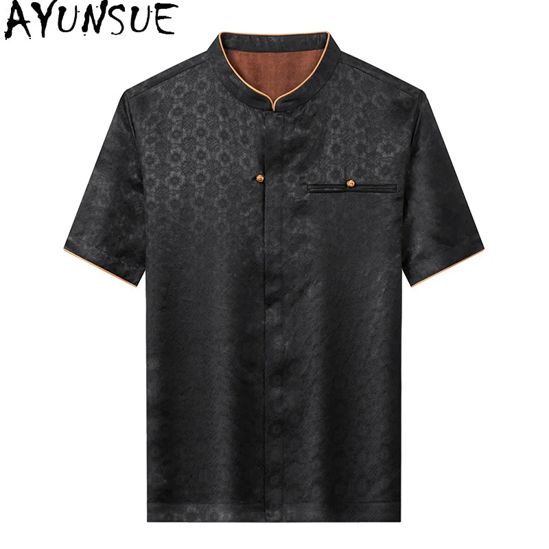 AYUNSUE High Quality 100% Real Mulberry Silk Shirt for Man Short-sleeved Tops Mens Shirts Summer Outfit Casual Loose Male Shirt
AYUNSUE High Quality 100% Real Mulberry Silk Shirt for Man Short-sleeved Tops Mens Shirts Summer Outfit Casual Loose Male Shirt
