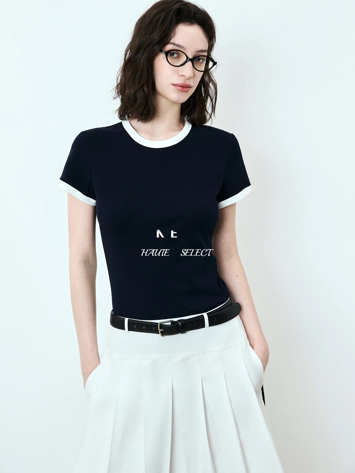 SUK Sensation Sharp Knitted Short Sleeve round Neck T-Shirt Women Slim Fit Versatile Summer New Style Color Block Design
SUK Sensation Sharp Knitted Short Sleeve round Neck T-Shirt Women Slim Fit Versatile Summer New Style Color Block Design
