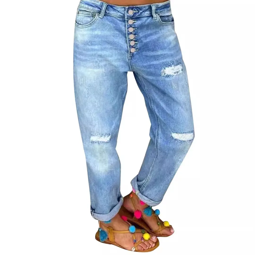 Women's Baggy Jeans Blue Ripped Distressed Denim Pants Straight Leg Mid Waist Light Wash Relaxed Fit Button Front Casual Women
Women's Baggy Jeans Blue Ripped Distressed Denim Pants Straight Leg Mid Waist Light Wash Relaxed Fit Button Front Casual Women