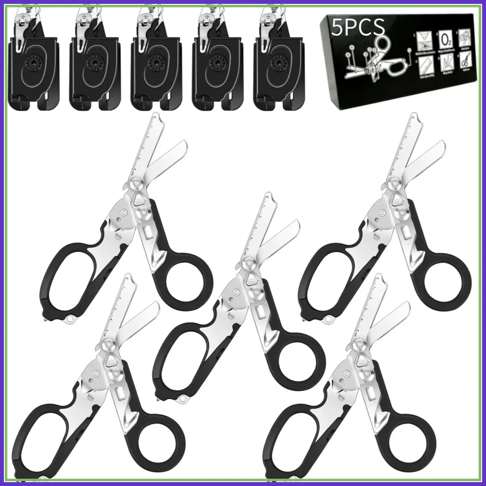 5PCS 6-in-1 Foldable Trauma Shears with Holster, Emergency Scissors for Camping, Strap Cutter & Glass Breaker (Black)
5PCS 6-in-1 Foldable Trauma Shears with Holster, Emergency Scissors for Camping, Strap Cutter & Glass Breaker (Black)