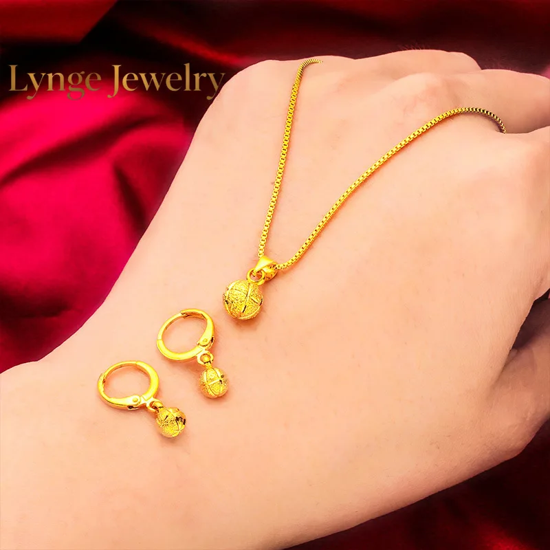Lynge Jewelry 24K Gold AU999 Patterned Bead Earrings-Necklace Set - 3D Patterned Bead Relief + Gradient Gold-Plating, Luxury Vin
Lynge Jewelry 24K Gold AU999 Patterned Bead Earrings-Necklace Set - 3D Patterned Bead Relief + Gradient Gold-Plating, Luxury Vin