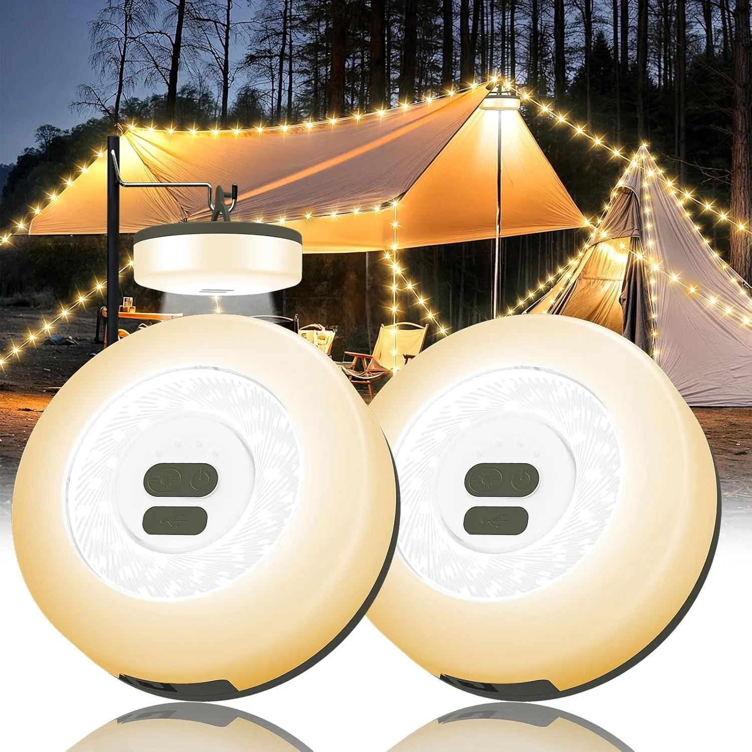 GMOX 2 Pack 32.8FT LED Camping String Lights Rechargeable Portable Tent Lantern Warm White Outdoor Fairy Lighting
GMOX 2 Pack 32.8FT LED Camping String Lights Rechargeable Portable Tent Lantern Warm White Outdoor Fairy Lighting
