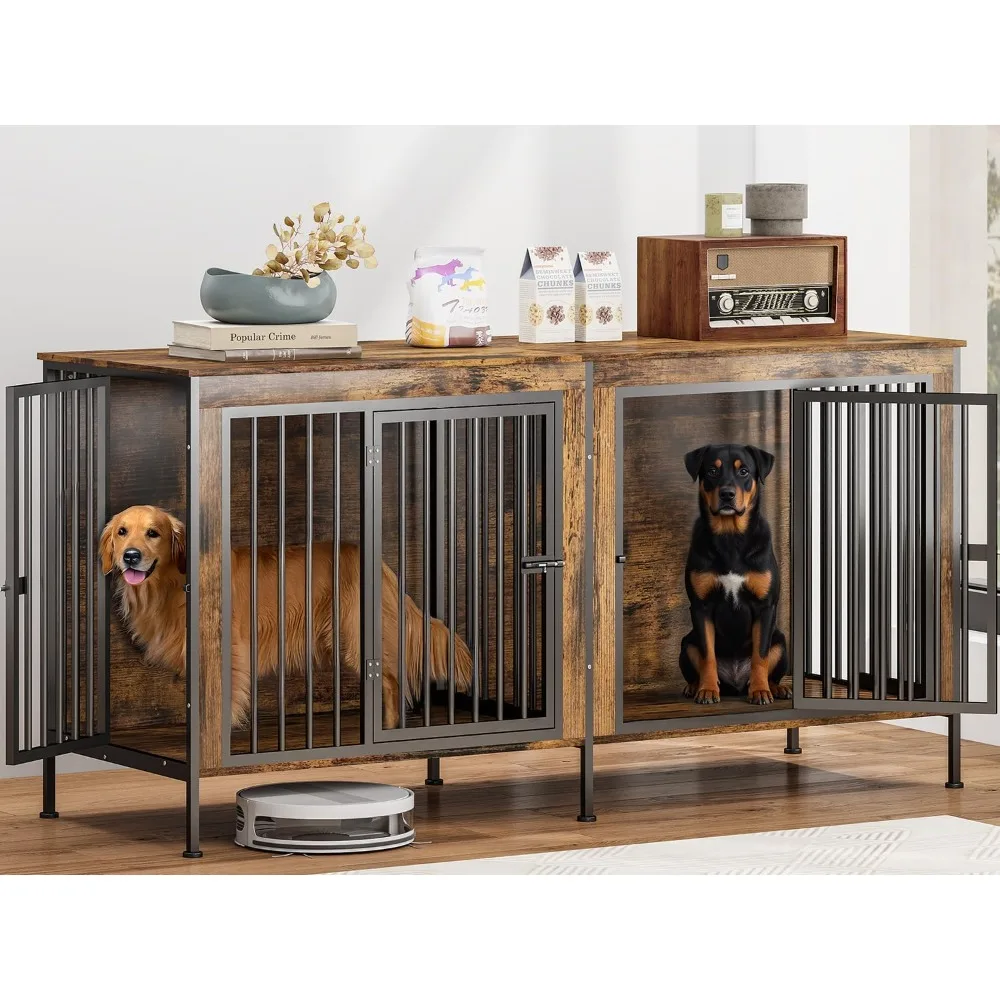 78 Inch Dog Crate Furniture for 2 Dogs,Extra Large Double Dog Kennel Furniture with Removable Divider, XXL Thick Wooden Dog Cage
78 Inch Dog Crate Furniture for 2 Dogs,Extra Large Double Dog Kennel Furniture with Removable Divider, XXL Thick Wooden Dog Cage