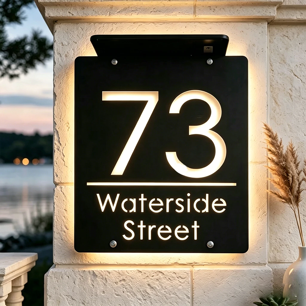 Custom Outdoor Solar LED House Number Sign 3D Hollow Out Acrylic Plaque Personalized Address Waterproof Wall Family Name Sign
Custom Outdoor Solar LED House Number Sign 3D Hollow Out Acrylic Plaque Personalized Address Waterproof Wall Family Name Sign
