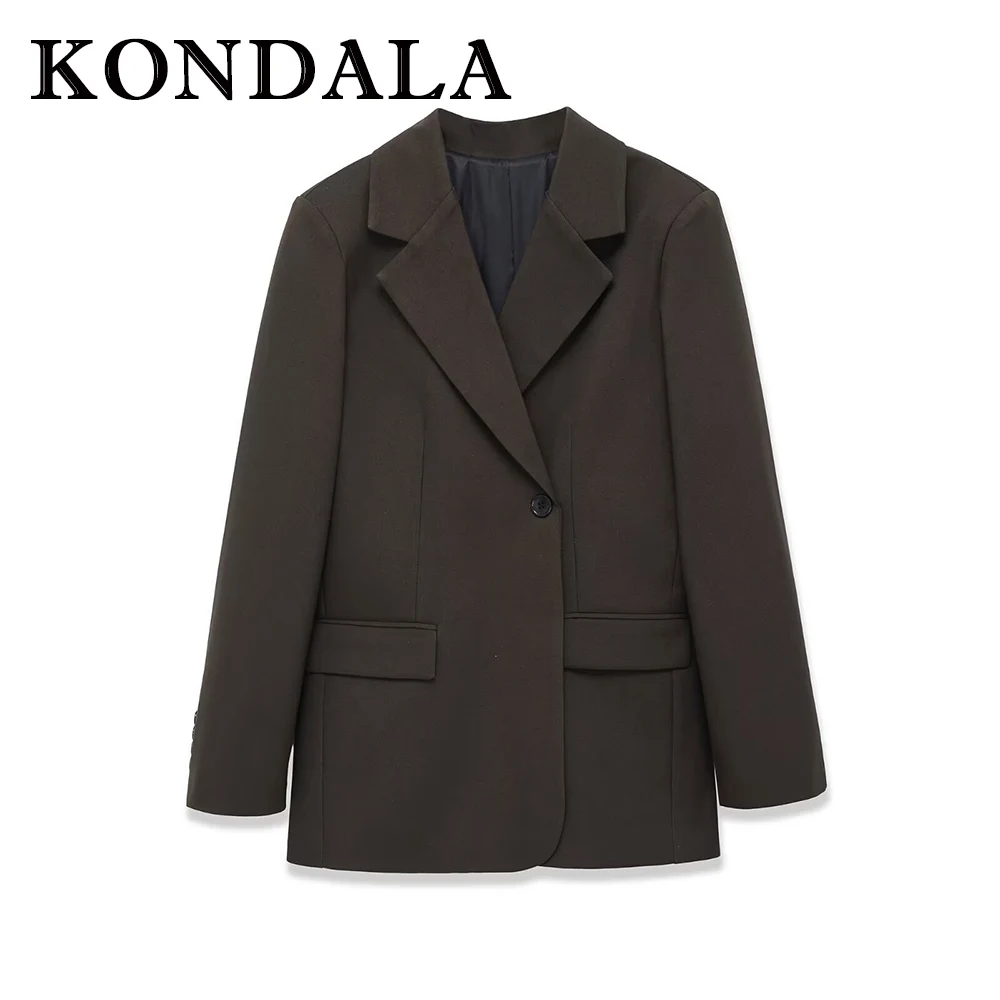 KONDALA Vintage Brown Long Sleeve Luxurious Fashion 2025 Pocket Women Blazer Chic Mature Office Lady Jacket Commute Fall Outwear
KONDALA Vintage Brown Long Sleeve Luxurious Fashion 2025 Pocket Women Blazer Chic Mature Office Lady Jacket Commute Fall Outwear