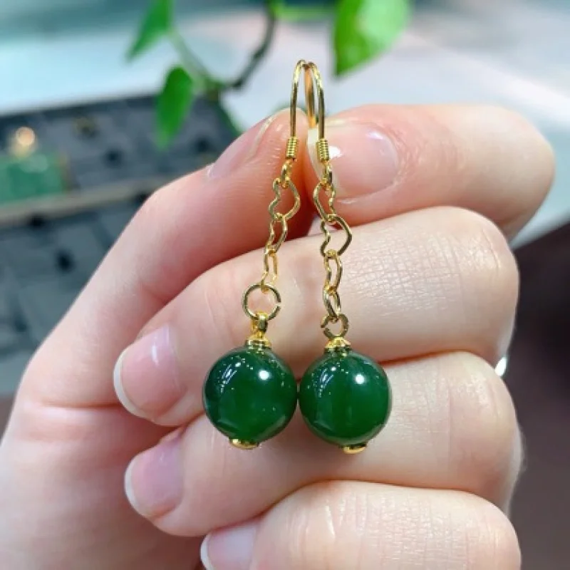 Hetian Jade and Biji Ear Hook Round Earrings Inlaid Single Bead
Hetian Jade and Biji Ear Hook Round Earrings Inlaid Single Bead