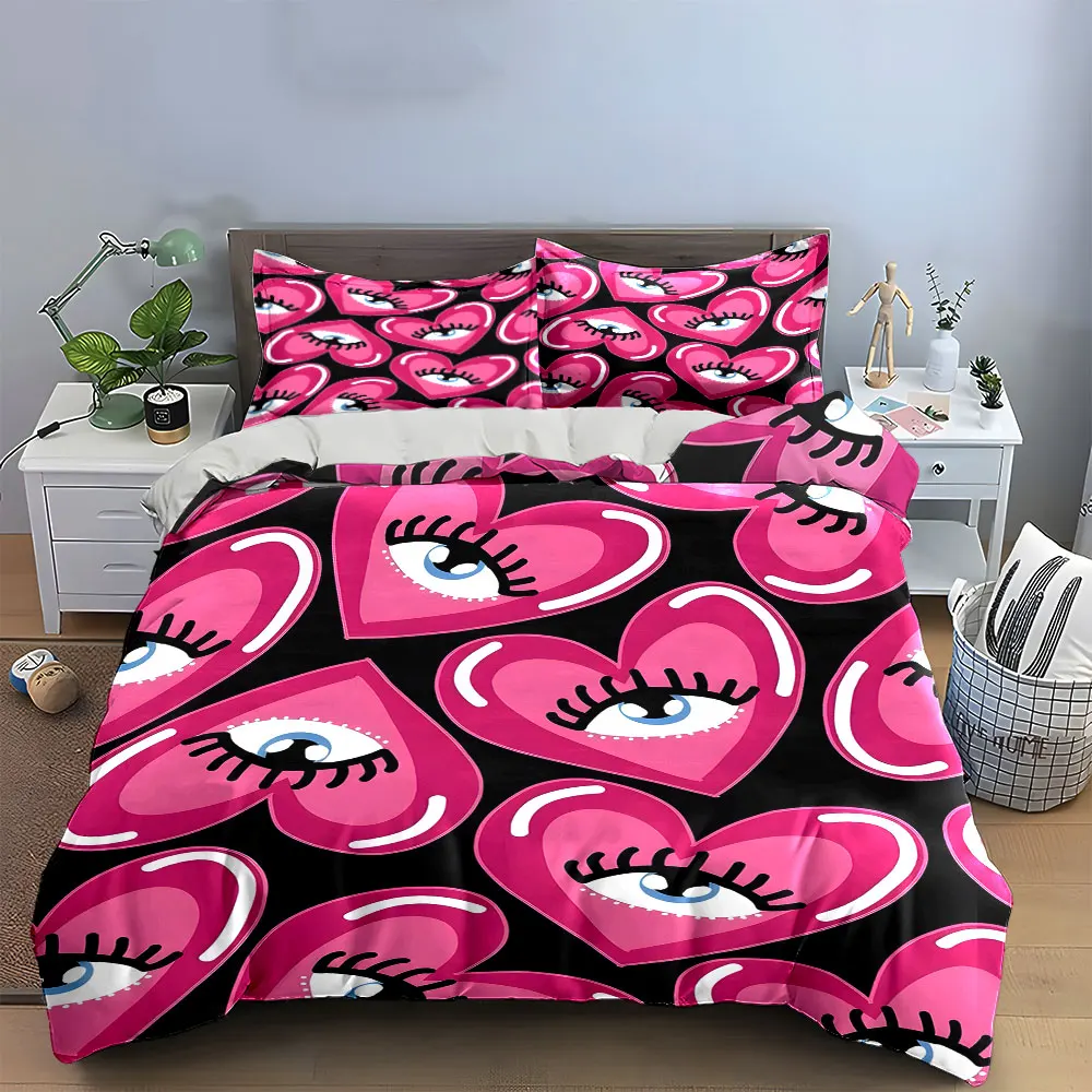 "Pink Eye Heart Pattern Decor" Soft Skin-Friendly Bedding Set Includes 1 Duvet Cover And 2 Pillowcase, Gift
"Pink Eye Heart Pattern Decor" Soft Skin-Friendly Bedding Set Includes 1 Duvet Cover And 2 Pillowcase, Gift