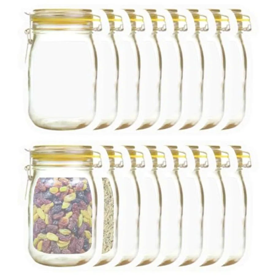 16Pcs Mason Jar Bags 5 oz - Reusable Ziplock Seal, Leak-Proof Food Storage Bag for Kitchen, Travel, Camping and Picnics(Small
16Pcs Mason Jar Bags 5 oz - Reusable Ziplock Seal, Leak-Proof Food Storage Bag for Kitchen, Travel, Camping and Picnics(Small