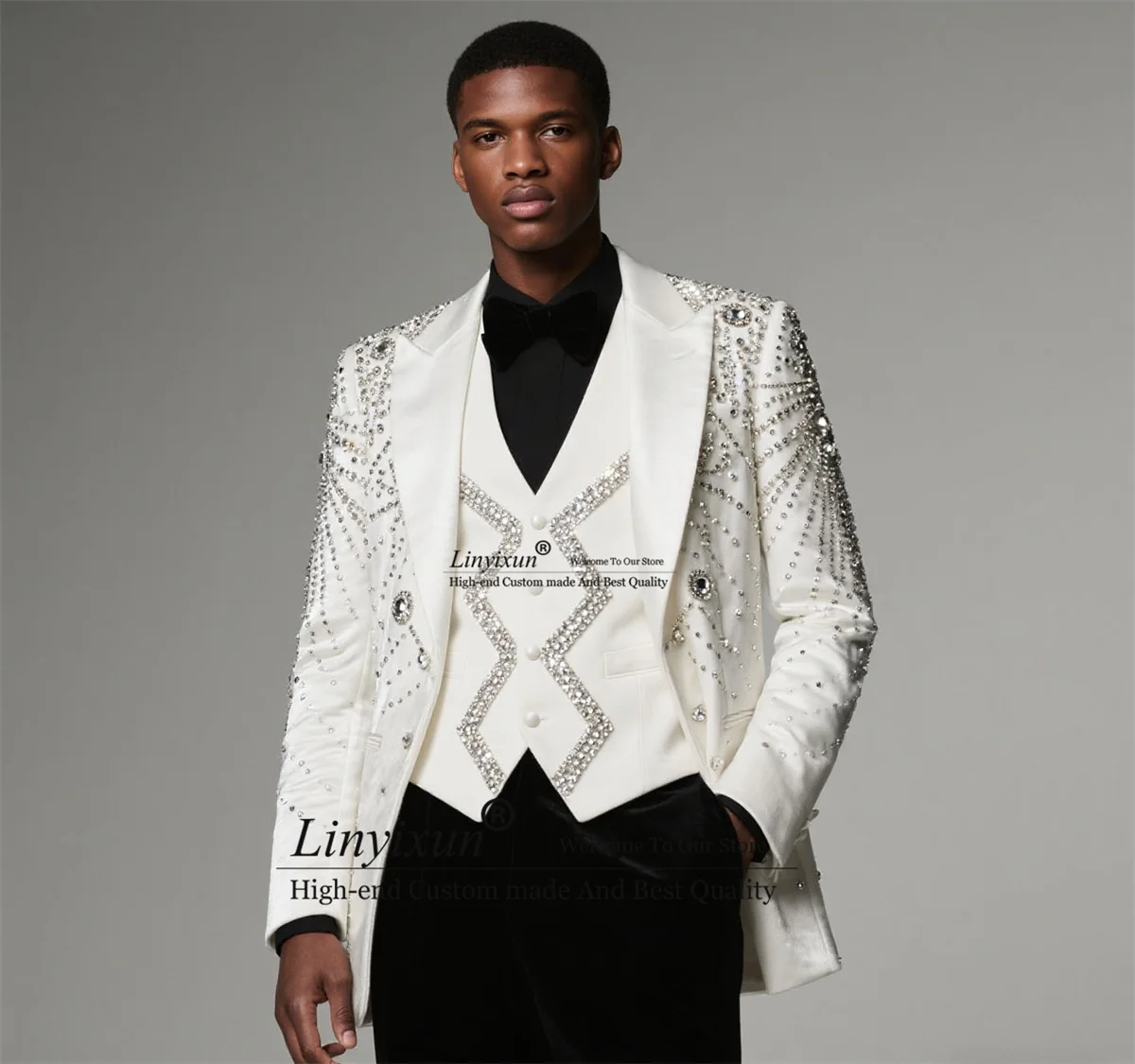 Stunning Rhinestones Crystals Men Suits 3 Pieces Sets Male Party Prom Blazer Customized Ropa Hombre Slim Handsome Groom Tuxedos
Stunning Rhinestones Crystals Men Suits 3 Pieces Sets Male Party Prom Blazer Customized Ropa Hombre Slim Handsome Groom Tuxedos