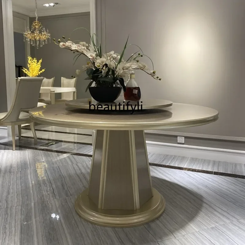 B03 American light luxury solid wood with turntable round dining table, modern and simple, dining table furniture
B03 American light luxury solid wood with turntable round dining table, modern and simple, dining table furniture