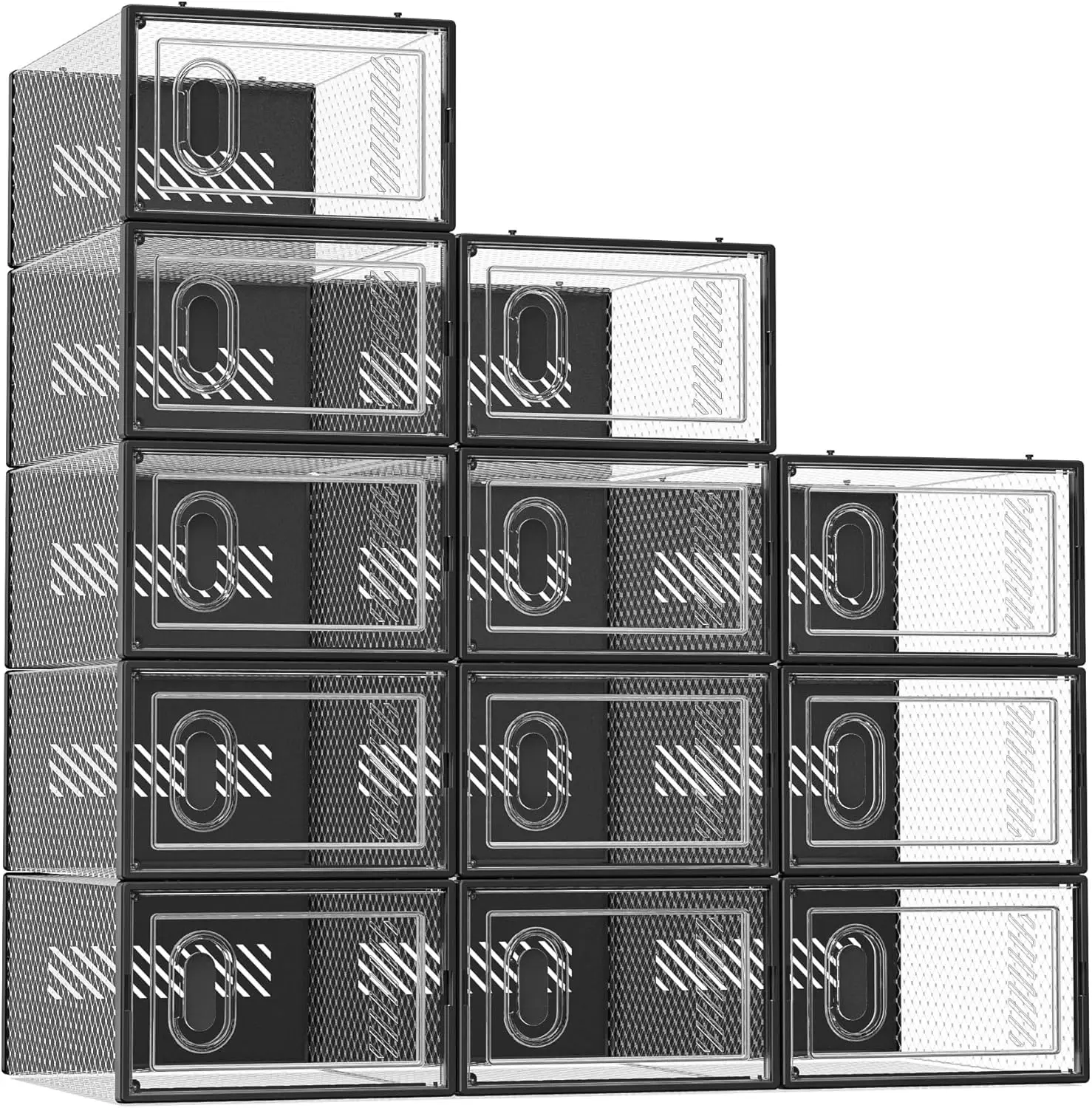 Набор из 12 прозрачных пластиковых коробок для обуви с крышками, магнитная застежка для обуви размера 10, черные
Набор из 12 прозрачных пластиковых коробок для обуви с крышками, магнитная застежка для обуви размера 10, черные