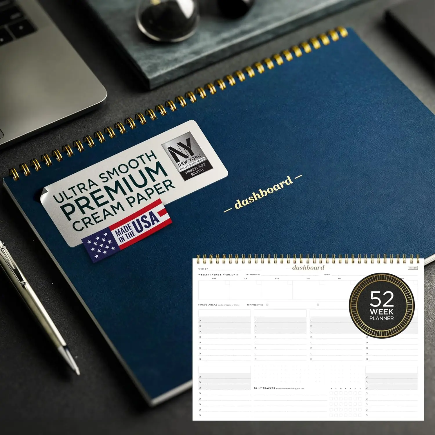 Undated Weekly Planner Notepad 52 Sheets A4 Navy Deskpad for Work Study
Undated Weekly Planner Notepad 52 Sheets A4 Navy Deskpad for Work Study