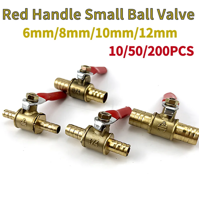 10PCS Brass Hose Barb Inline Ball Valve: Fuel Line Shutoff Fittings for Water, Oil, Air, and Gas. 6mm-12mm Sizes with Red Handle
10PCS Brass Hose Barb Inline Ball Valve: Fuel Line Shutoff Fittings for Water, Oil, Air, and Gas. 6mm-12mm Sizes with Red Handle