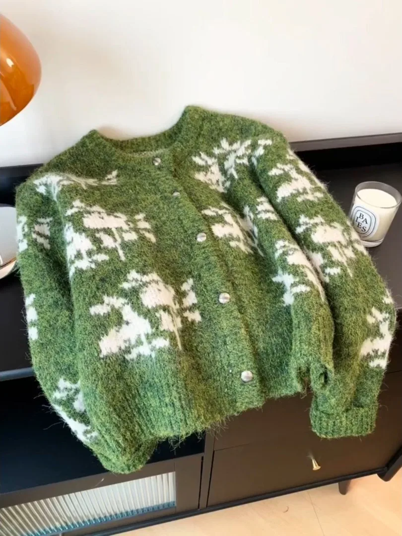 Ele round Ne Knitted Sweater Women's Cardigan Heavyweight Print Snowflake Design Autumn Winter een Color Blo Sle
Ele round Ne Knitted Sweater Women's Cardigan Heavyweight Print Snowflake Design Autumn Winter een Color Blo Sle