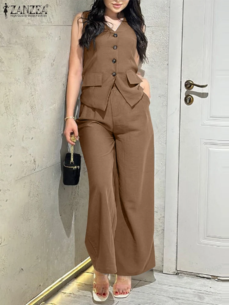 ZANZEA Office Lady Matching Sets Fashion V-neck Vests Suits Fashion Long Pant Outfits Casual Loose Solid 2pcs Trouser Tracksuit
ZANZEA Office Lady Matching Sets Fashion V-neck Vests Suits Fashion Long Pant Outfits Casual Loose Solid 2pcs Trouser Tracksuit