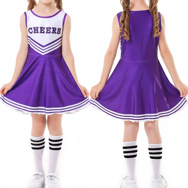 Child Girls Cheerleading Uniform Summer Dance Costume Sexy Sleeveless Football Girl Cheers Print Dress Flower and Socks
Child Girls Cheerleading Uniform Summer Dance Costume Sexy Sleeveless Football Girl Cheers Print Dress Flower and Socks
