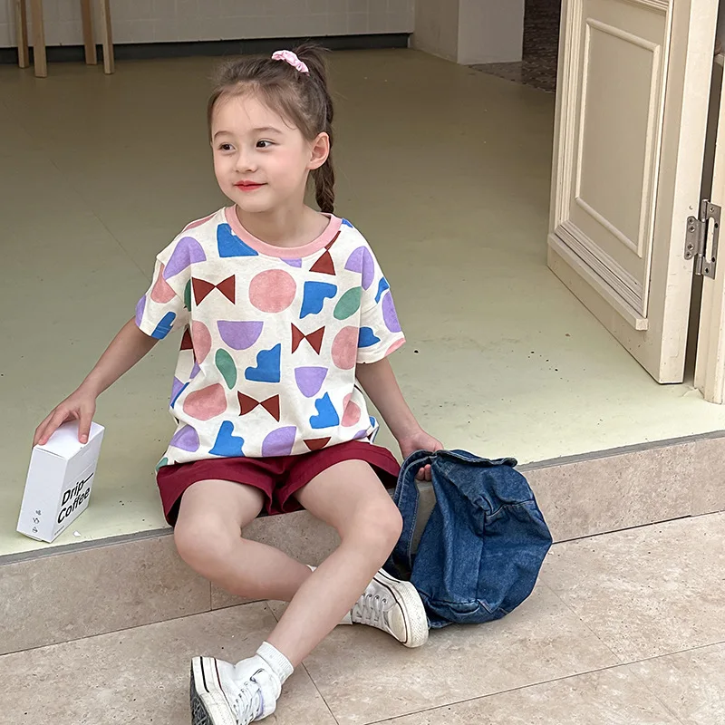 2024 Summer Unisex Kids T-shirts Geometric patterns cotton linen Girls short sleeve Tees Boys breathable Tops
2024 Summer Unisex Kids T-shirts Geometric patterns cotton linen Girls short sleeve Tees Boys breathable Tops
