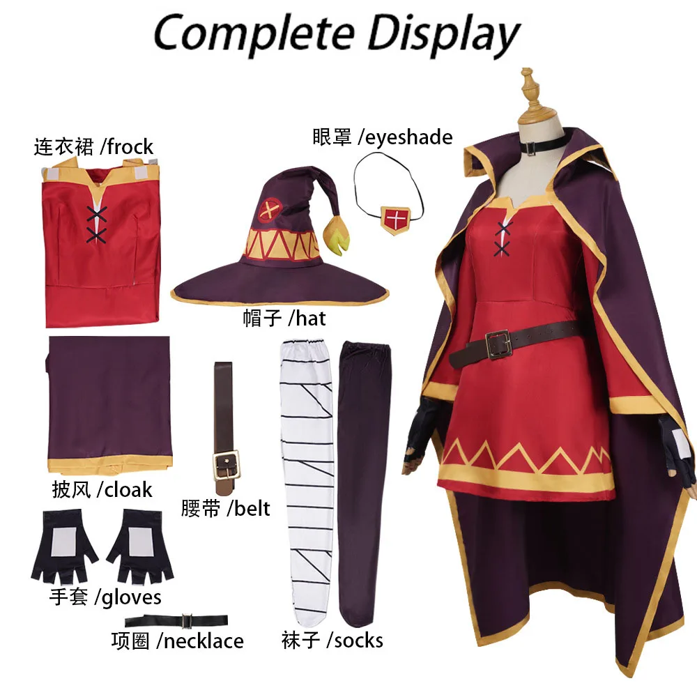 Anime Megumin Cosplay Costume Red Mini Dress Purple Magic Cloak Choker Belt Gloves Full Set Women Halloween Wizard Stage Outfit
Anime Megumin Cosplay Costume Red Mini Dress Purple Magic Cloak Choker Belt Gloves Full Set Women Halloween Wizard Stage Outfit