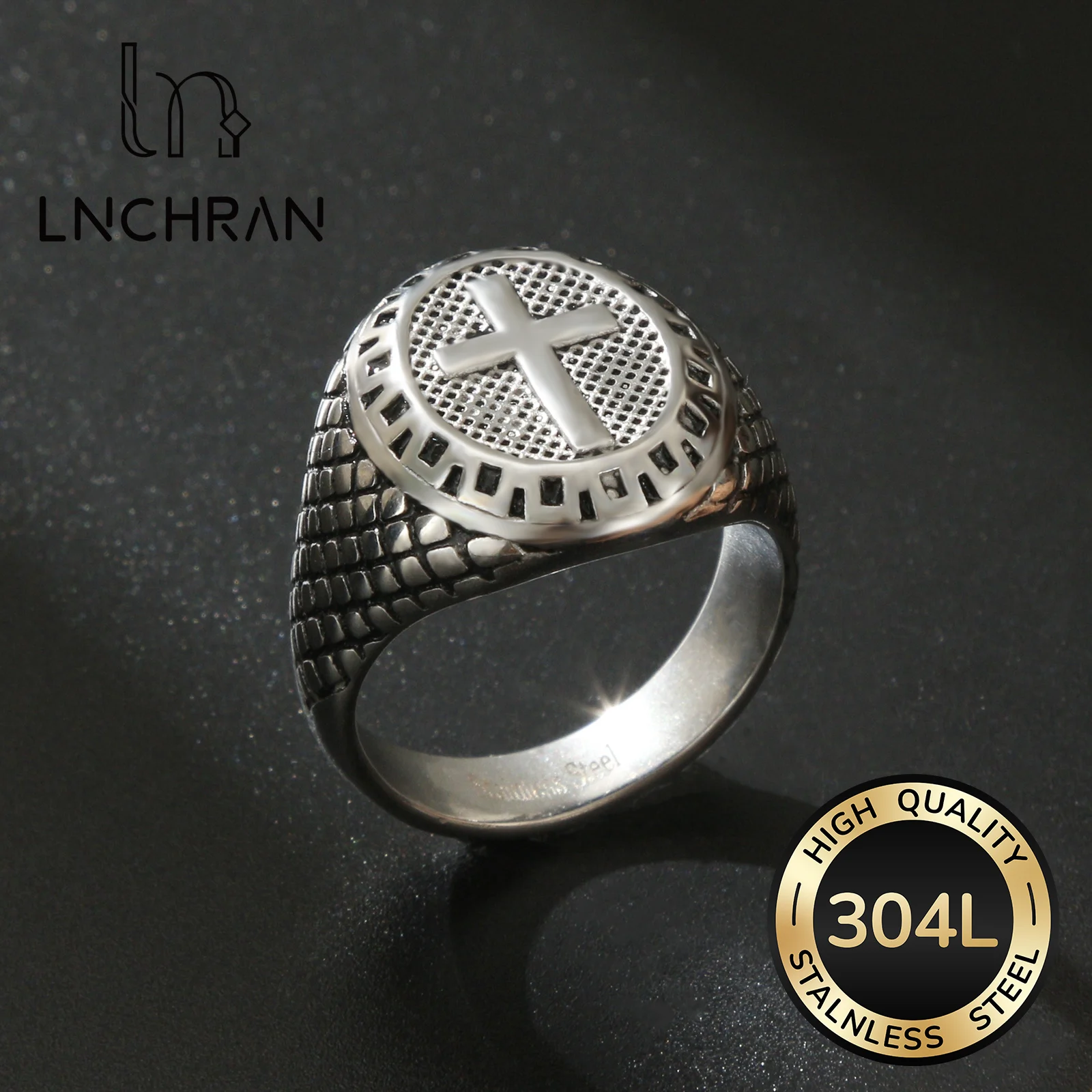 Stainless Steel Cross Signet Ring with Scale Pattern for Men
Stainless Steel Cross Signet Ring with Scale Pattern for Men