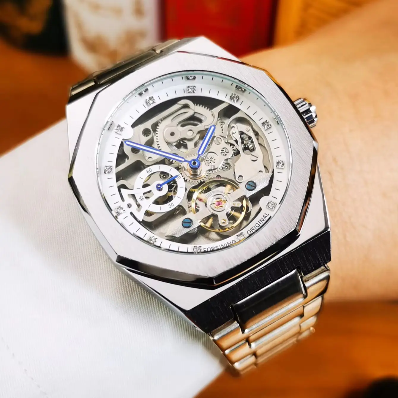 Forsining Fashion Business Mens Watches Top Brand Luxury Tourbillon Skeleton Automatic Mechanical Watch for Men Stainless Steel Strap Wristwatches
Forsining Fashion Business Mens Watches Top Brand Luxury Tourbillon Skeleton Automatic Mechanical Watch for Men Stainless Steel Strap Wristwatches