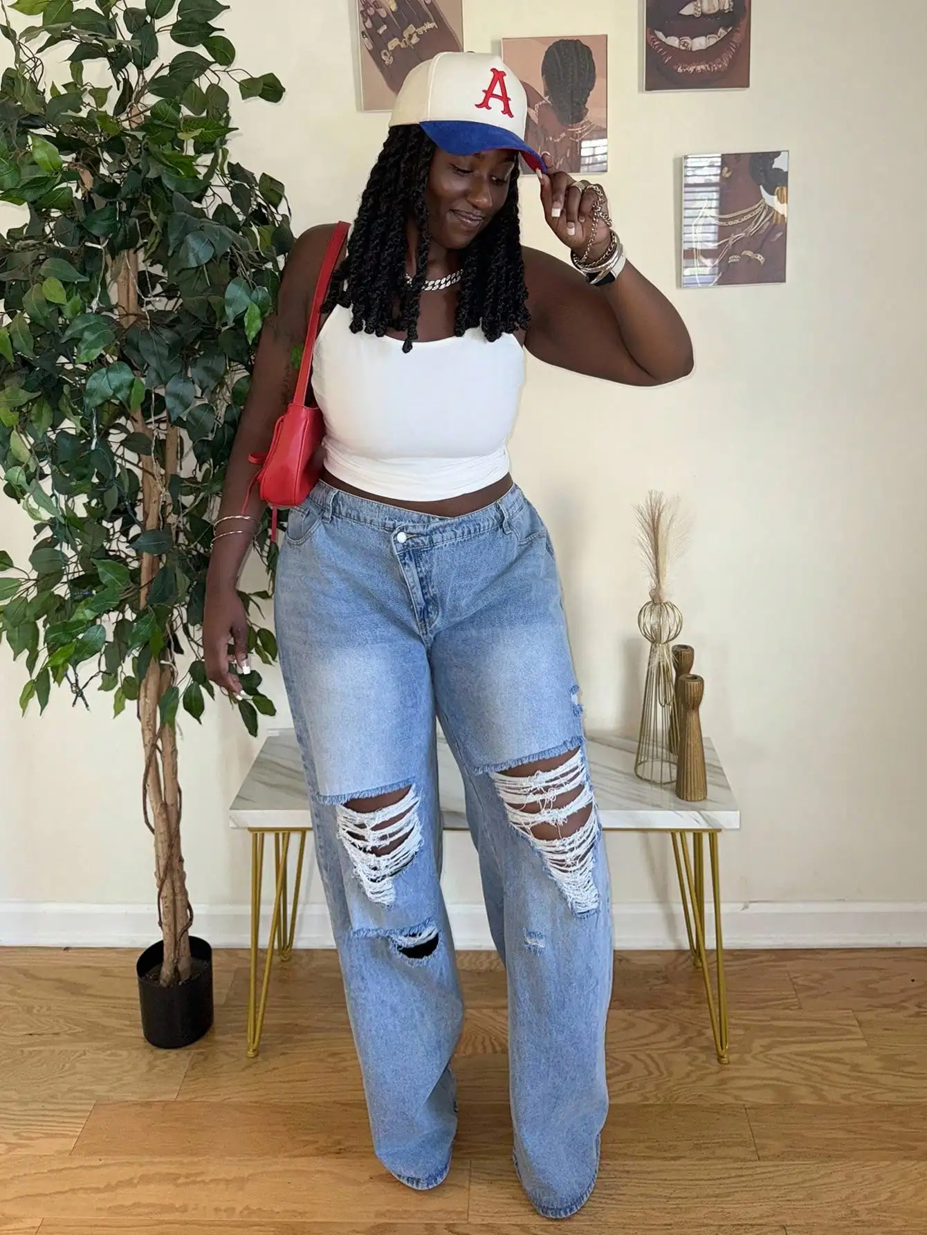 Plus Size Women Blue Asymmetrical Ripped Wide Leg Denim Jeans
Plus Size Women Blue Asymmetrical Ripped Wide Leg Denim Jeans