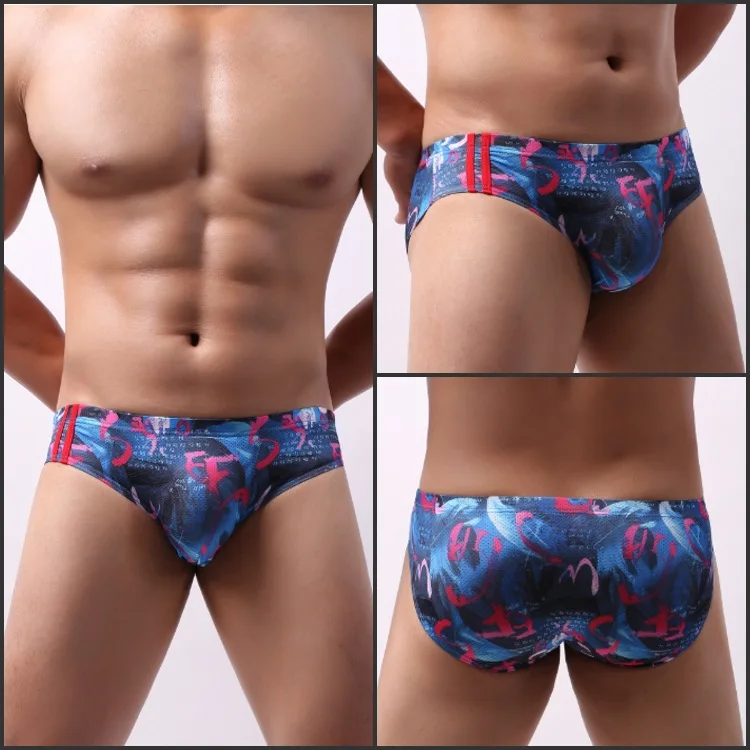 Men's Sexy Brief Print Ice Silk Mesh Breathable Comfortable Quick Dry Cool Feel Underwear Youth Low Waist U Convex Pouch Panties 
Men's Sexy Brief Print Ice Silk Mesh Breathable Comfortable Quick Dry Cool Feel Underwear Youth Low Waist U Convex Pouch Panties