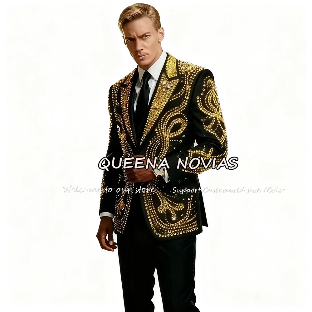 Gold Beaded Stones Suits Men For Wedding Customized Notched Lapel Prom Blazers Man Formal Party Groom Tuxedos Costume Homme 2026
Gold Beaded Stones Suits Men For Wedding Customized Notched Lapel Prom Blazers Man Formal Party Groom Tuxedos Costume Homme 2026