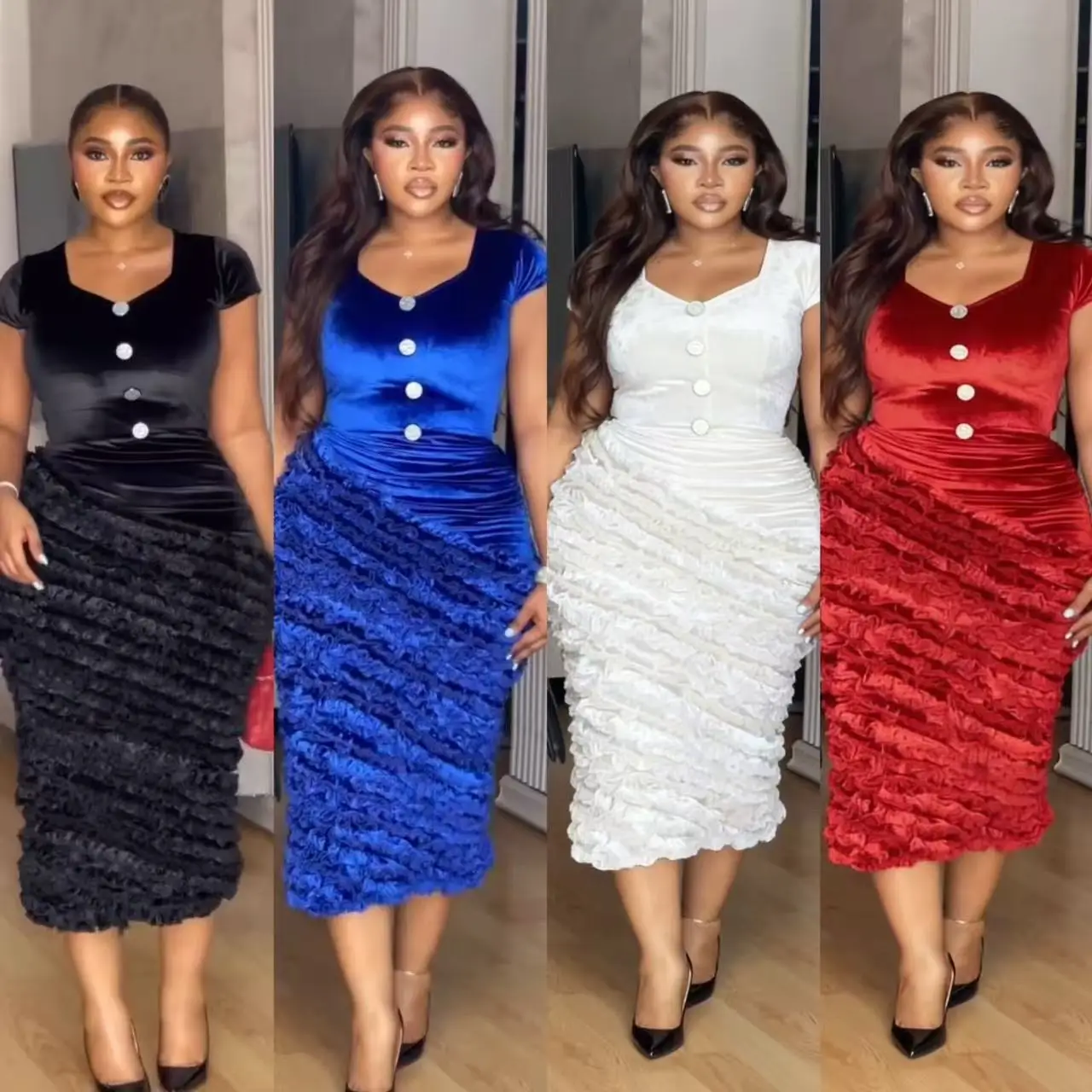 African Dresses for Women Elegant Spring Summer Short Sleeve Dashiki Midi Dress Ladies Traditional African Clothing Ankara Dress
African Dresses for Women Elegant Spring Summer Short Sleeve Dashiki Midi Dress Ladies Traditional African Clothing Ankara Dress