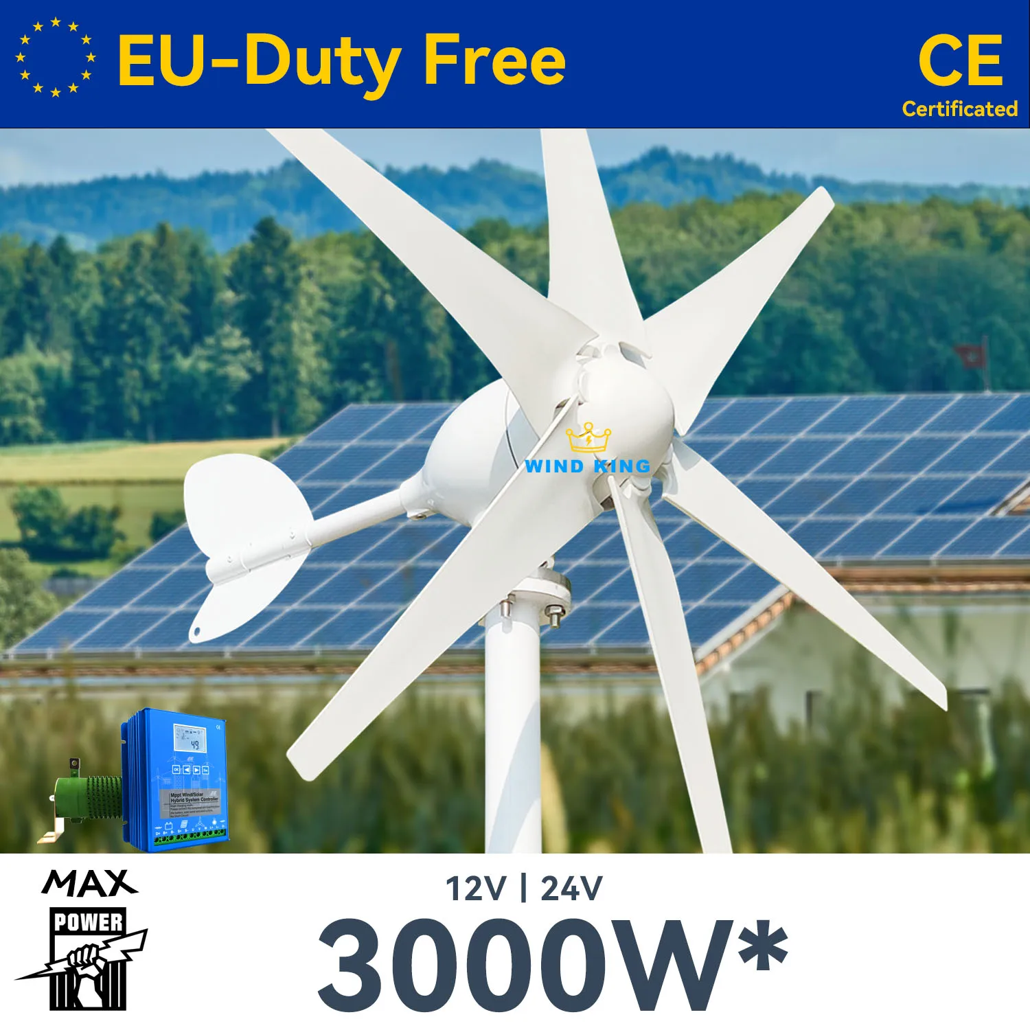 EU Duty Free Wind Turbine 3000W Horizontal Generator 12V 24V 48V Powerful Free Energy With MPPT Off Grid System Homeuse Windmill
EU Duty Free Wind Turbine 3000W Horizontal Generator 12V 24V 48V Powerful Free Energy With MPPT Off Grid System Homeuse Windmill