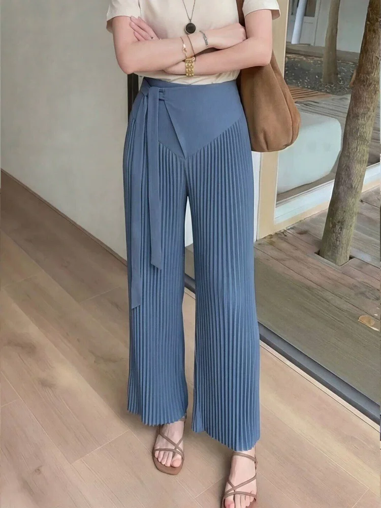 Blue High Waist Straight Leg Casual Pants Women's Summer New Style Belted Wide Leg Long Trousers Stylish Commute Wind
Blue High Waist Straight Leg Casual Pants Women's Summer New Style Belted Wide Leg Long Trousers Stylish Commute Wind