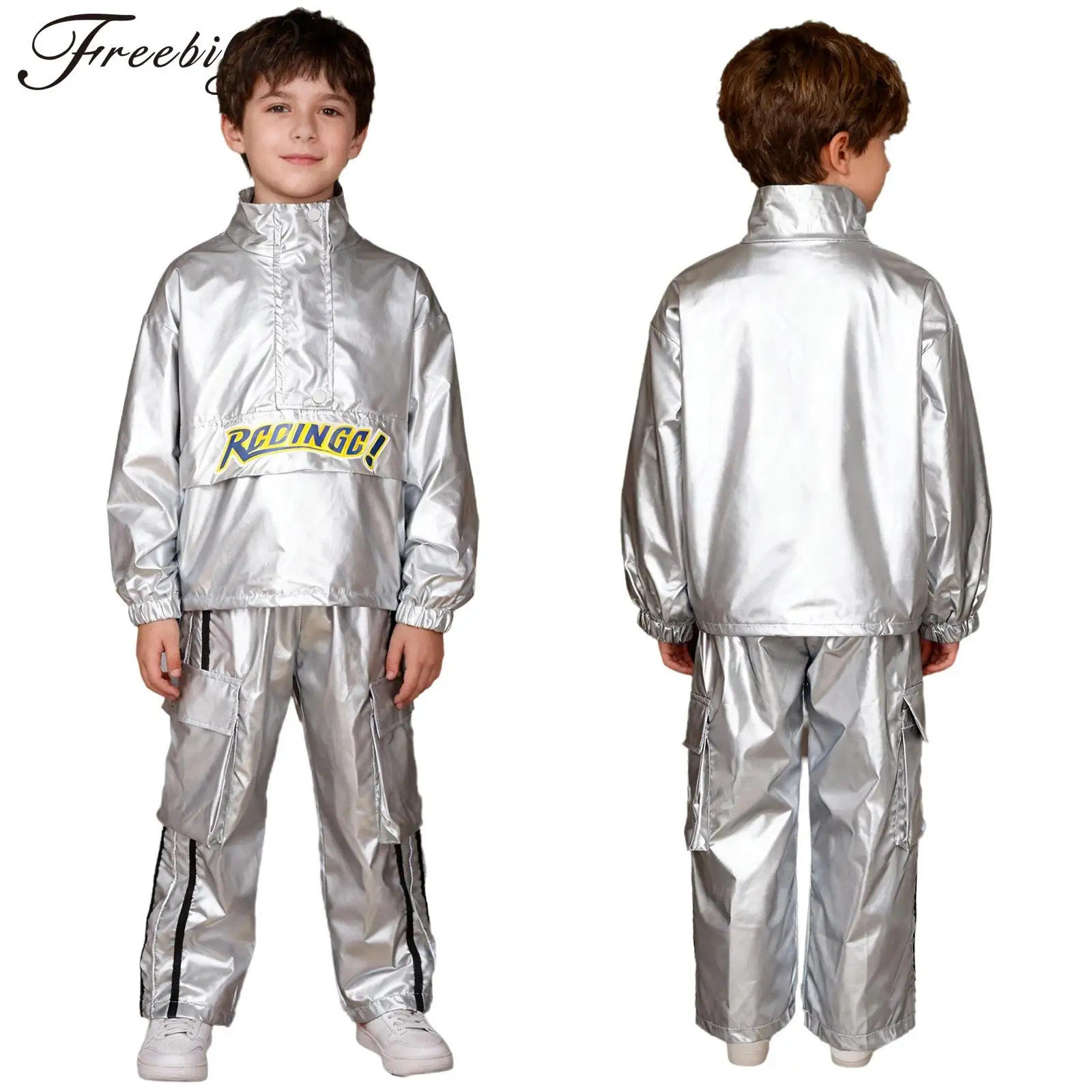 Kids Boys Girls Metallic Shiny Outfit Hip-Hop Jazz Street Dance Costume Long Sleeve Zipper Stand Collar Pullover Top with Pants
Kids Boys Girls Metallic Shiny Outfit Hip-Hop Jazz Street Dance Costume Long Sleeve Zipper Stand Collar Pullover Top with Pants