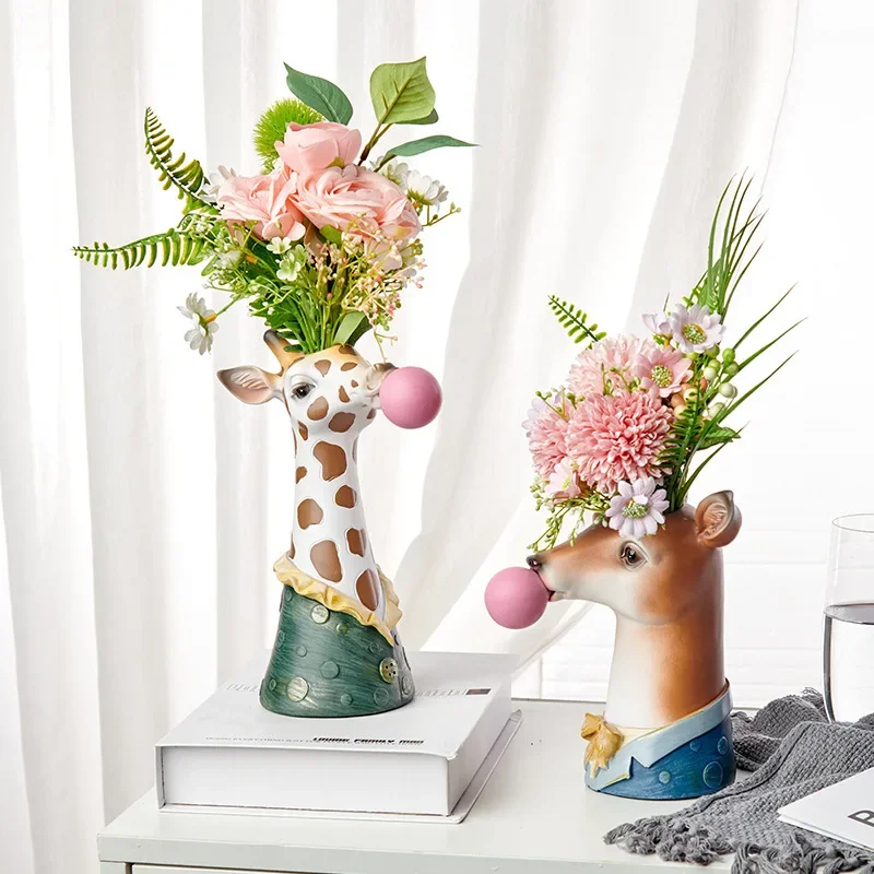 Zebra Giraffe Blowing Bubbles Creative Art Vase Artificial Flower Vase Dried Flower Vase Living Room Table Art Home Decor
Zebra Giraffe Blowing Bubbles Creative Art Vase Artificial Flower Vase Dried Flower Vase Living Room Table Art Home Decor