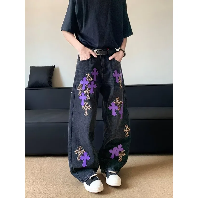 Spring and summer cross contrast jeans high-waisted slim American retro high-end straight-leg casual pants trendy men and women
Spring and summer cross contrast jeans high-waisted slim American retro high-end straight-leg casual pants trendy men and women