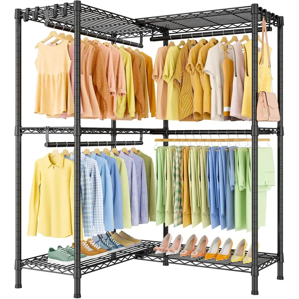Garment Rack L Shaped Clothes Rack, Freestanding Clothing Racks, Hanging Clothes, Heavy Duty Closet Organizer with 4 Hanging Rod
Garment Rack L Shaped Clothes Rack, Freestanding Clothing Racks, Hanging Clothes, Heavy Duty Closet Organizer with 4 Hanging Rod