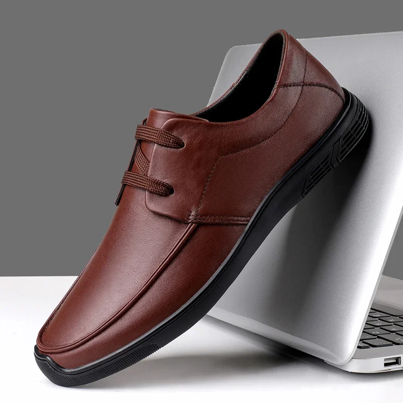 Spring Summer New Elegant Mens Genuine Leather Shoes Black Brown business shoes male lace-up Flats Fashion Casual Shoes
Spring Summer New Elegant Mens Genuine Leather Shoes Black Brown business shoes male lace-up Flats Fashion Casual Shoes