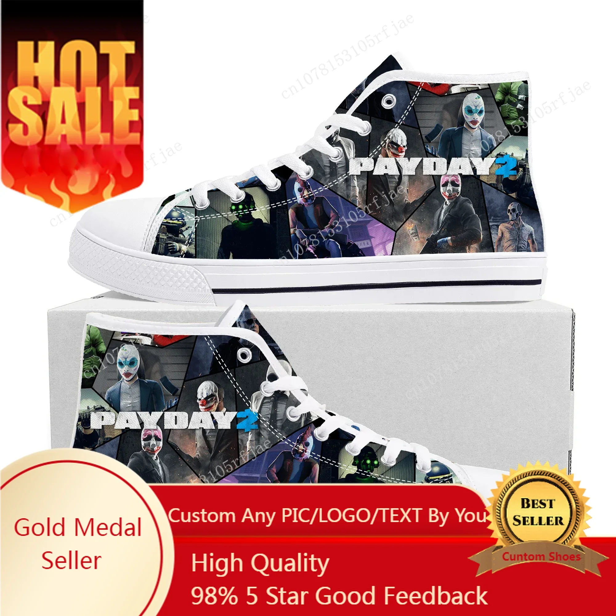 PAYDAY 2 High Top Sneakers Hot Cartoon Game Mens Womens Teenager High Quality Fashion Canvas Shoes Casual Tailor Made Sneaker
PAYDAY 2 High Top Sneakers Hot Cartoon Game Mens Womens Teenager High Quality Fashion Canvas Shoes Casual Tailor Made Sneaker