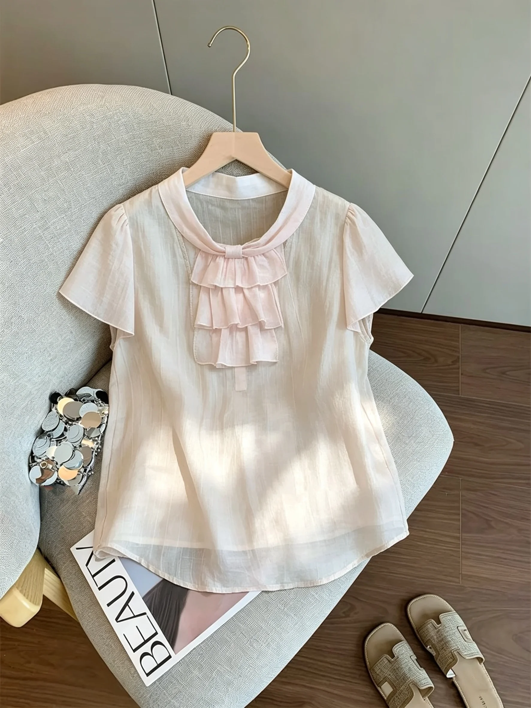 Korean Style Girl's Loose Fit Lightweight Summer Shirt Stand Collar Puffy Sleeve Men's Casual Fashion Slimming Top
Korean Style Girl's Loose Fit Lightweight Summer Shirt Stand Collar Puffy Sleeve Men's Casual Fashion Slimming Top