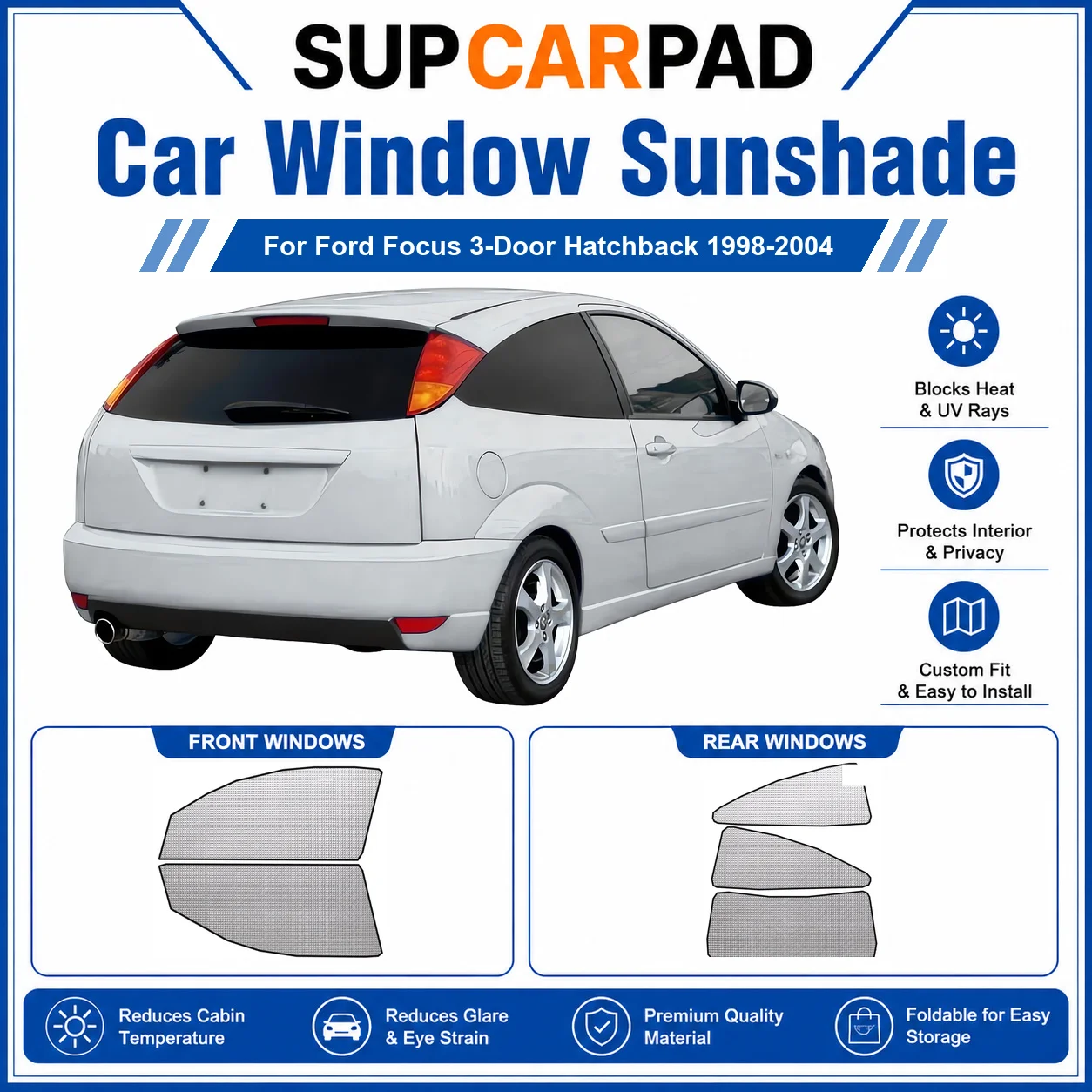 For Ford - Ford Focus 3-Door Hatchback 1998-2004 Full Set Car Window Sunshades UV Block Privacy Heat Insulated Foldable Car Curt
For Ford - Ford Focus 3-Door Hatchback 1998-2004 Full Set Car Window Sunshades UV Block Privacy Heat Insulated Foldable Car Curt