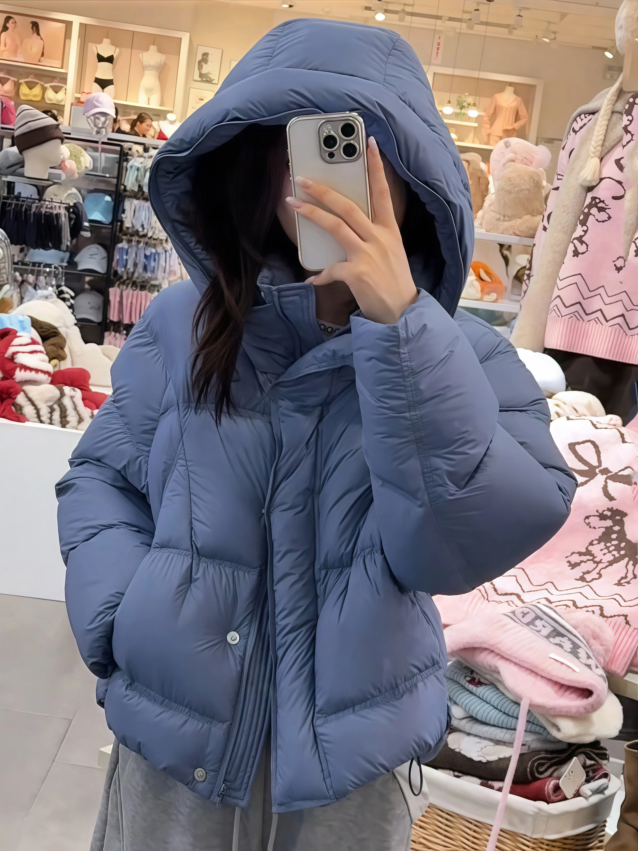 Women's Puffer Jacket White Duck down Hooded Thick Warm Short Bread Style Coat Korean Loose Fit Long Sleeve Polyester Fiber
Women's Puffer Jacket White Duck down Hooded Thick Warm Short Bread Style Coat Korean Loose Fit Long Sleeve Polyester Fiber