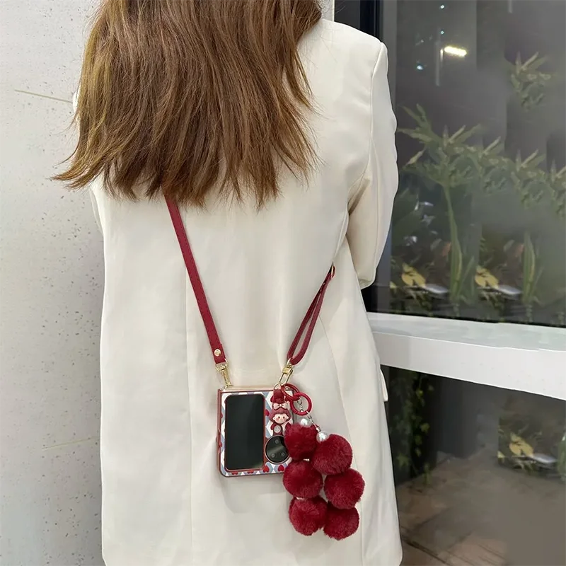 New Year Phone Case for OPPO Find N3 Flip/OPPO Find N2 Flip cute cases leather funda carcasa with wine red fur ball bracelet
New Year Phone Case for OPPO Find N3 Flip/OPPO Find N2 Flip cute cases leather funda carcasa with wine red fur ball bracelet